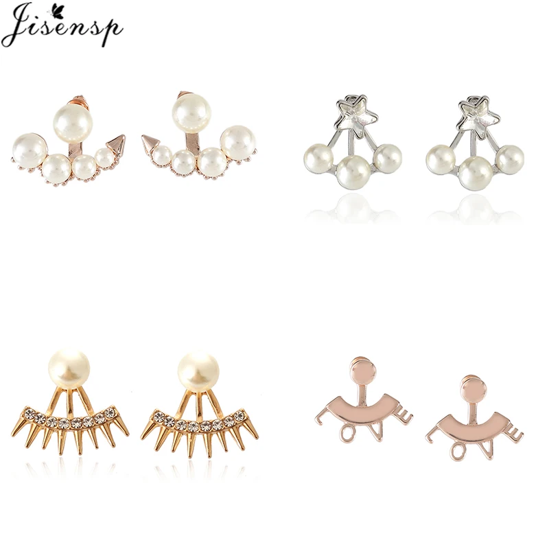 Серьги-гвоздики Jisensp с изящными жемчужинами простые модные геометрические
