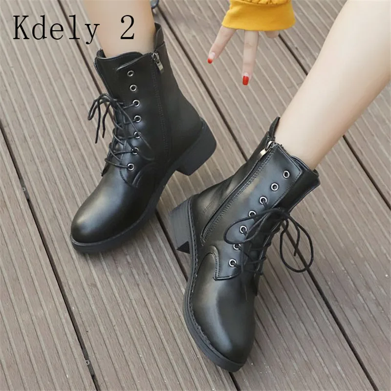 

2019 New Buckle Winter Motorcycle Boots Women British Style Ankle Boots Gothic Punk Low Heel ankle Boot Women Shoe Plus Size 40