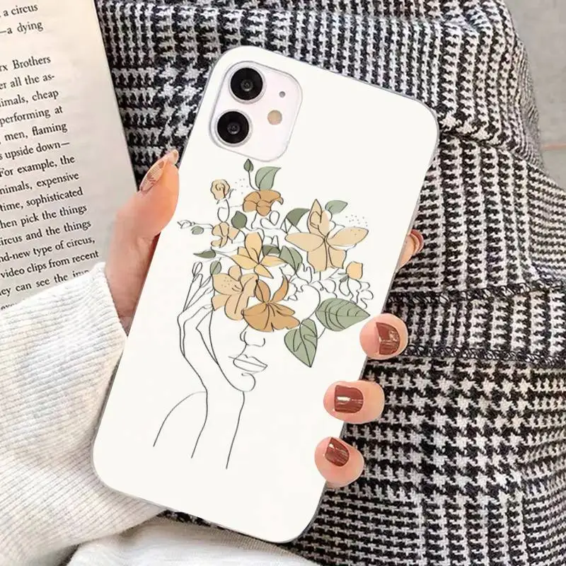 

Abstract Face Art Line Phone Case for iPhone 8 7 6S Plus X 5S SE 2020 XR 11 12 mini pro XS MAX