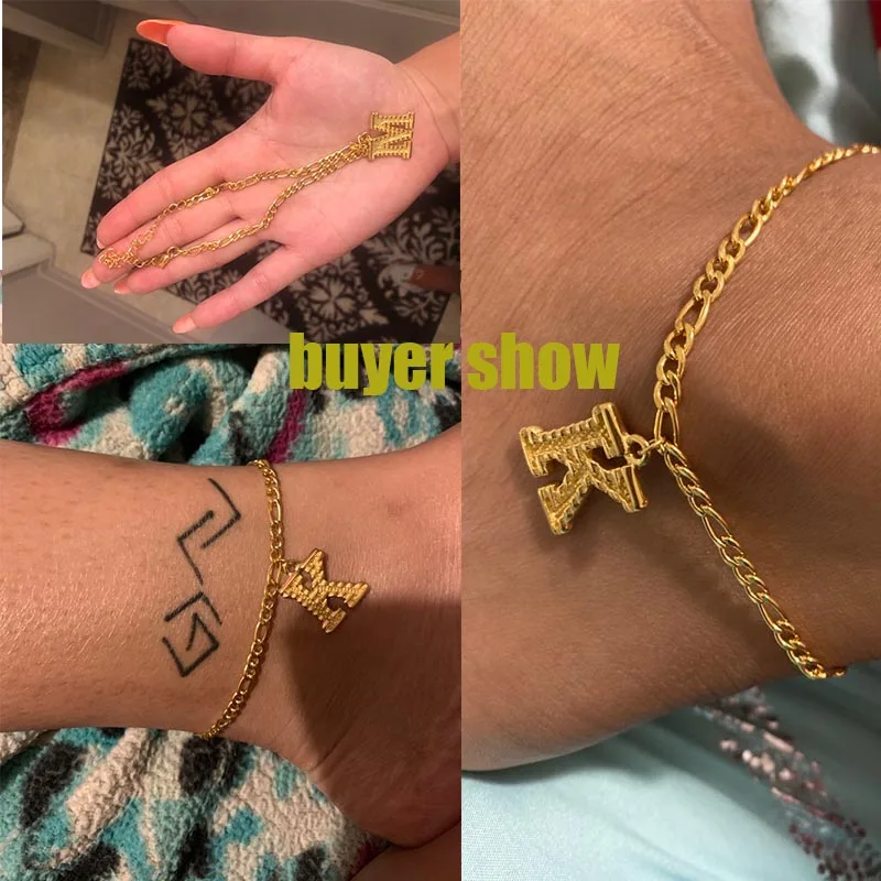 Женский Браслет из нержавеющей стали анклет с буквами золотистого цвета|Анклеты|