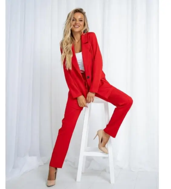 Autumn Professional Suit Pants Suit Women Red Suit Jacket Slim Trousers Two-Piece New Women's Clothing