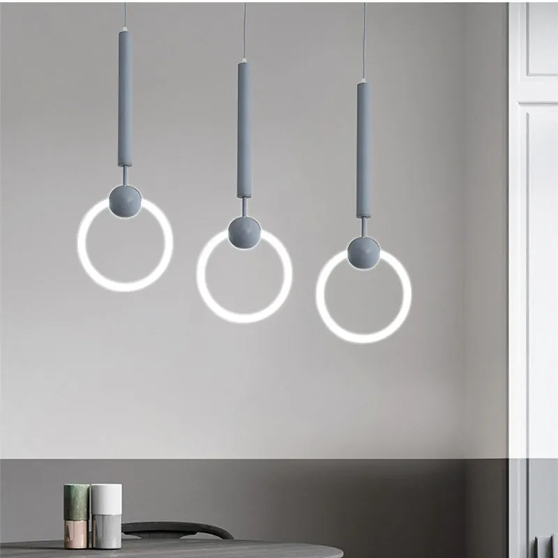 Nordic Art LED Loop Creative Concise Dining Room Pendant Light Cafe Restaurant Hanging Lights Lovely Led Lamp For Kid's | Лампы и