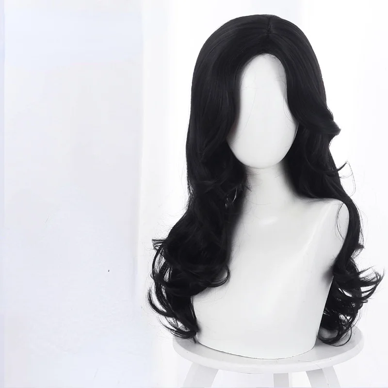 

Anime Witch Yennefer of Vengerberg 60cm Long Black Wavy Wig Women Role Play Black Hair Cosplay Wavy Wig + Wig Cap