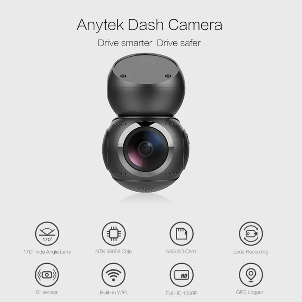 Anytek G21 170 градусов объектив 1080P Full HD NTK96658 WiFi Автомобильный видеорегистратор детектор движения gps Автомобильный видеорегистратор