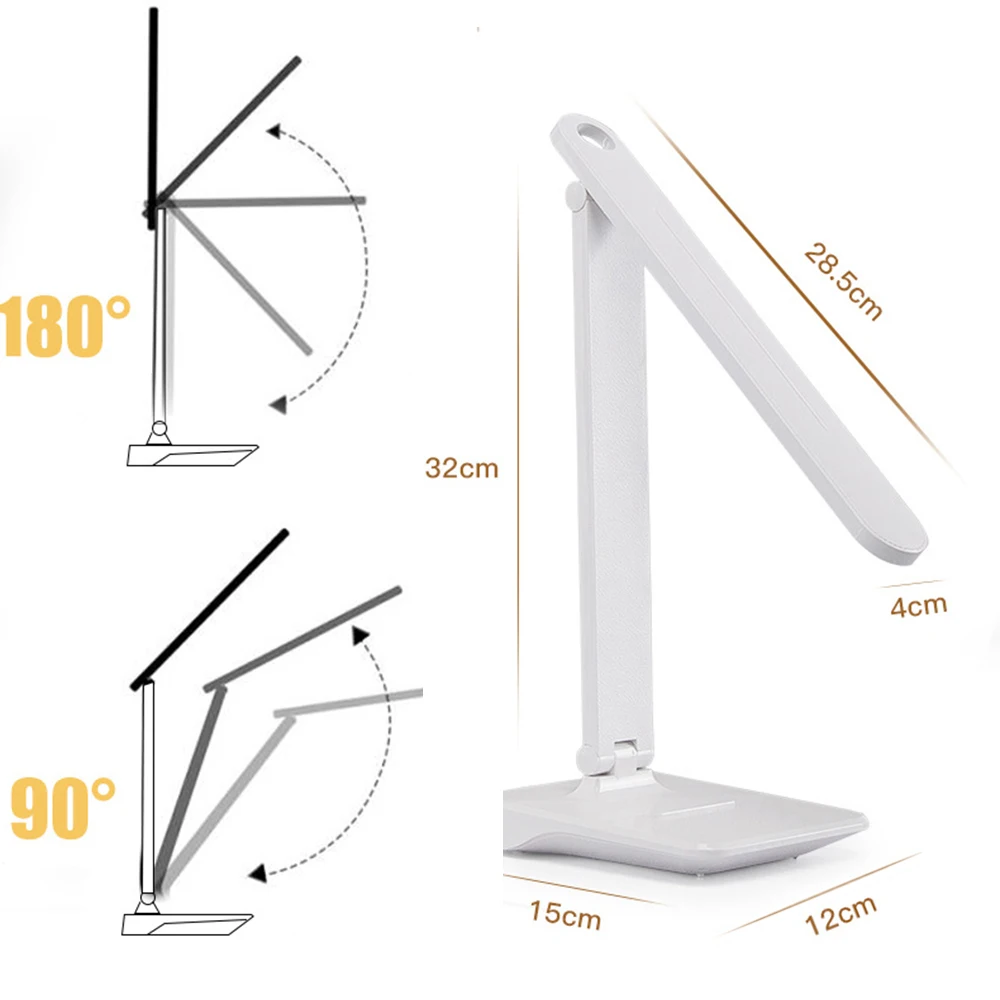Foldable LED Stand Desk Lamp Phone Holder Base Rechargeable Touch Switch 9W Dimmable Study Table Student Work Office | Освещение