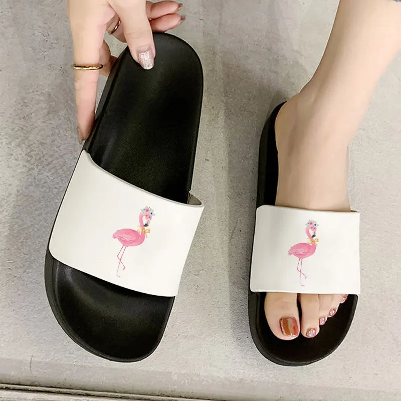 2021 Summer Women Flamingo Printed Slippers Ladies Black Cats Printed Thick Soled Slippers Platform Sandals Woman Flip Flops images - 6