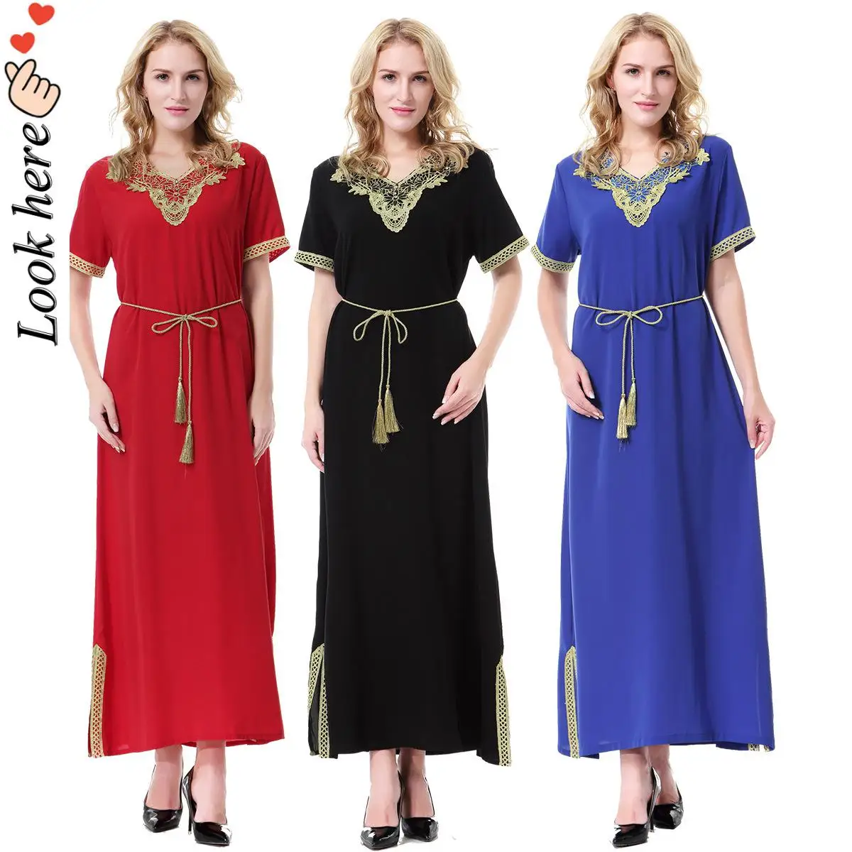 

Мусульманское арабское платье Ближнего Востока, женское льняное платье Saji с коротким рукавом и золотыми цветами, длинное платье с юбкой