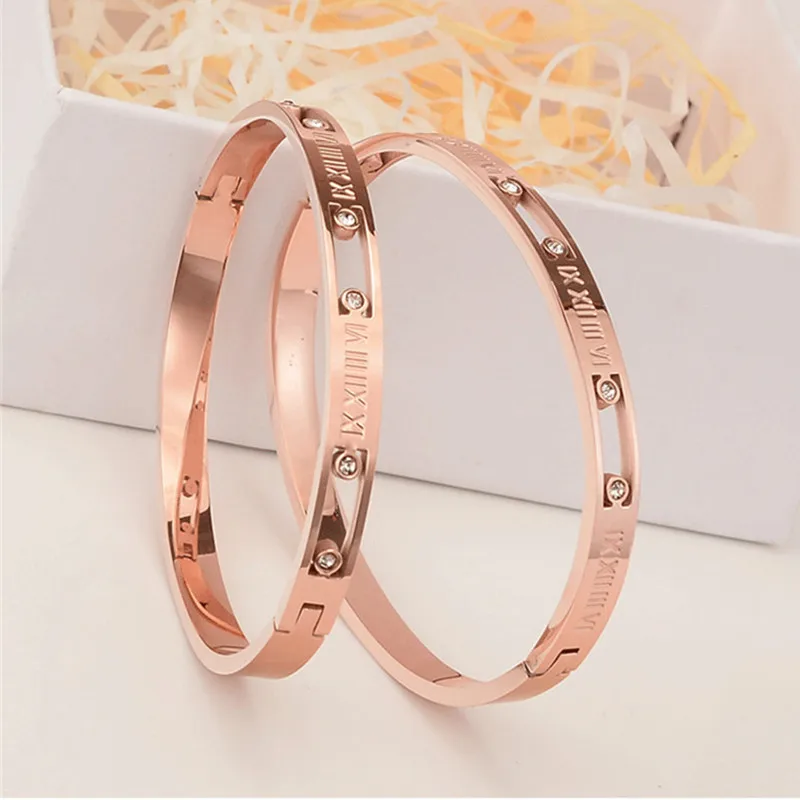 Luxury Brand Roman Letter Bracelets &amp Bangles For Women Austrian Crystal Pulseira Fashion Jewelry Gold Color K0055-1 | Украшения и