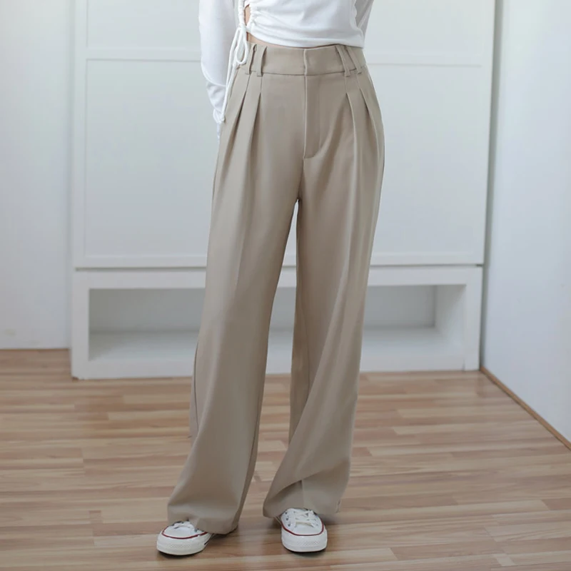 

Limiguyue Elegant Loose Straight Suit Pants Women Casual Drape Wide Leg Trousers Floor-Length High Waist Ladies Pantalones K629
