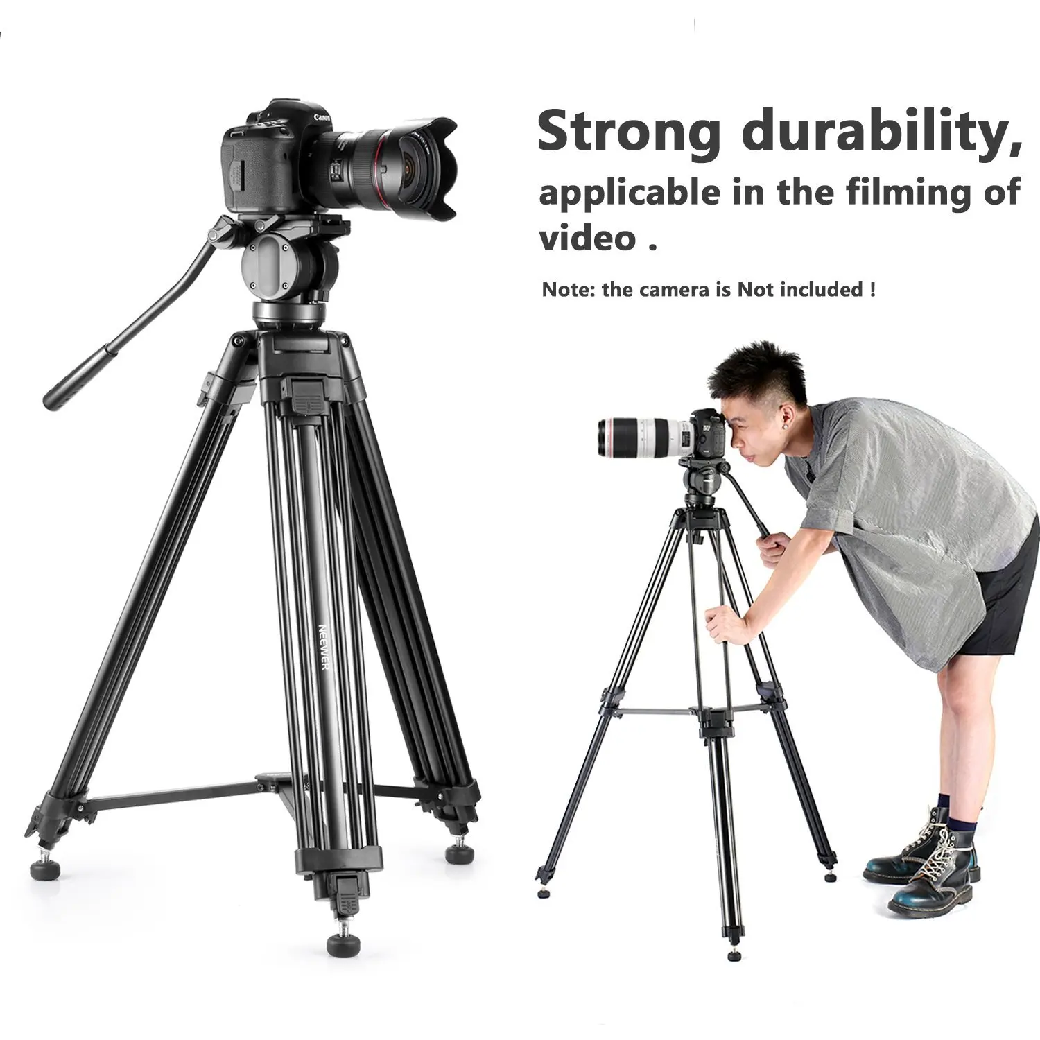 

Neewer Professional 61 inches/155 CM Aluminum Alloy Video Camera Tripod with 360 Degree Fluid Drag Head Top Quality DSLR