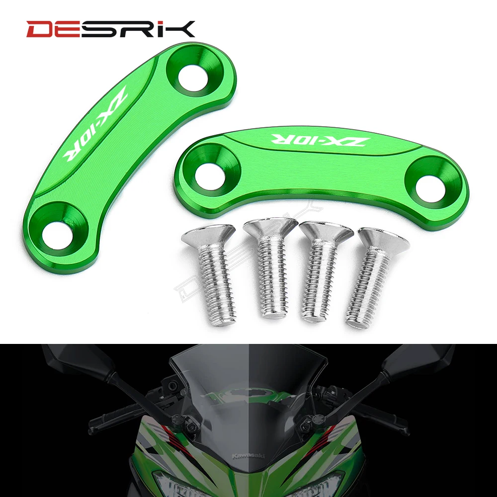 

Mirror Hole Cover Motorcycle CNC Windscreen Windshield Driven Mirror Eliminators Cap For Kawasaki ZX-10R ZX 10R 2016 2017