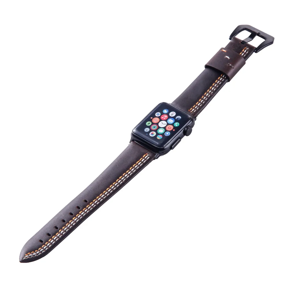 Ремешок из натуральной кожи для Apple Watch band 42 мм 38 мм iwatch series 4 3 2 band 44 мм 40 мм Suture style ремешок для часов браслет