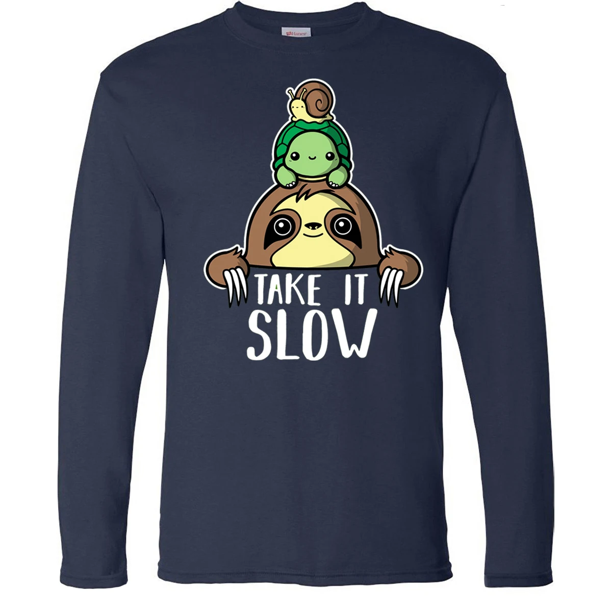 

Snail Tortoise Sloth Take It Slow Round Neck Tops Long Sleeve Tee Brand T-Shirts Man T-shirt Camiseta Karate Kid T Shirt Tshirts