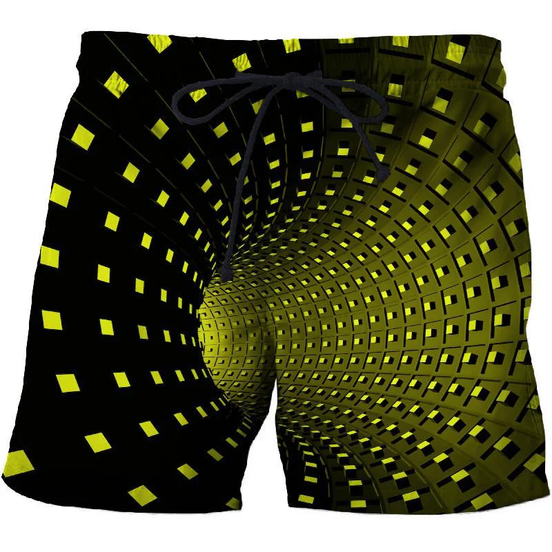 

Geometric pattern Printed Mens Shorts Unisex Streetwear Elastic Waist Shorts Summer Beach Harajuku Casual Shorts Have belt New
