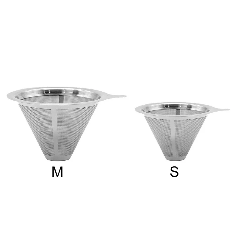 Double Layer Stainless Steel Coffee Filter Holder Pour Over Coffees Dripper Mesh Tea Reusable Funnel Tools ZA | Дом и сад