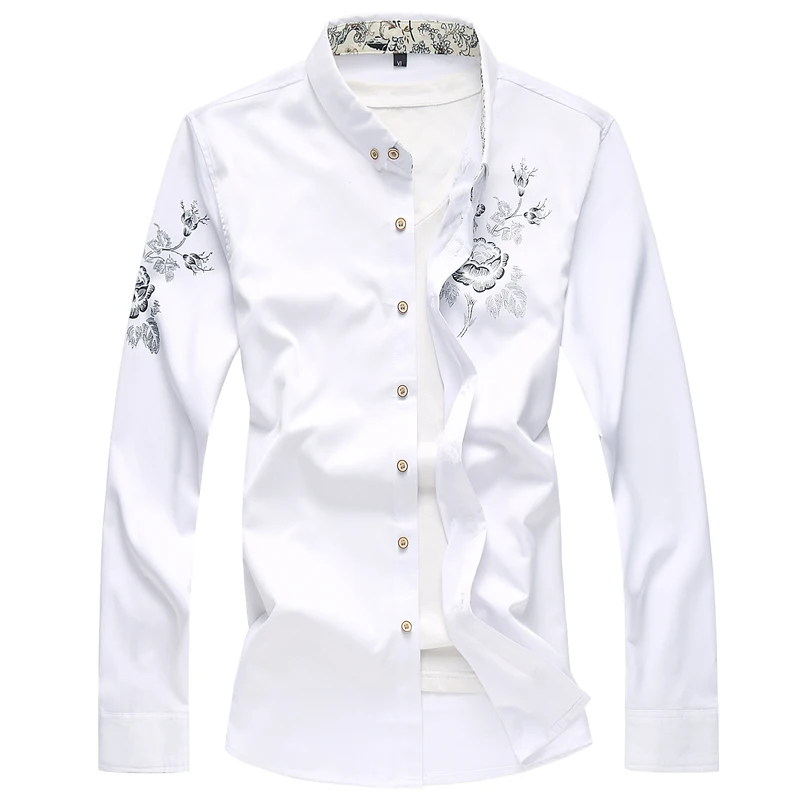 Рубашка мужская с длинным рукавом Повседневная модная брендовая классическая