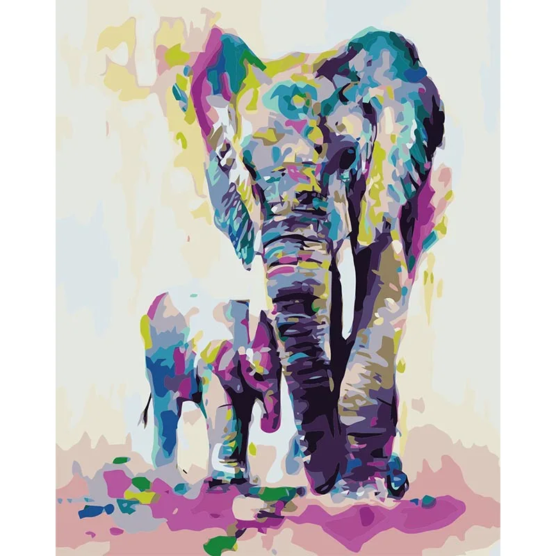 Elephant And Child Paint By Numbers Coloring Hand Painted Home Decor Kits Drawing Canvas DIY Oil Painting Pictures By Numbers