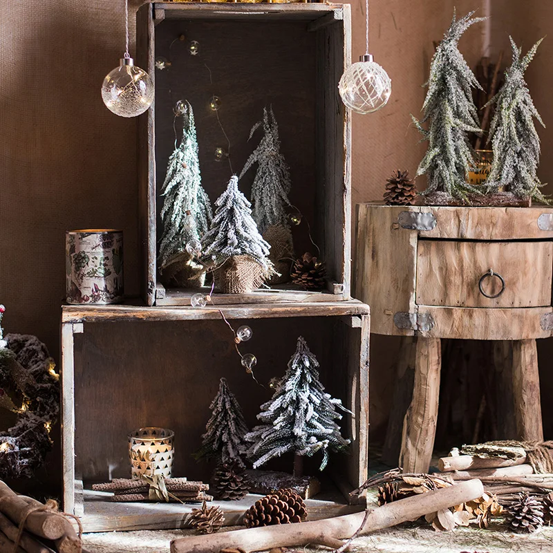 Маленькая рождественская елка настольные украшения реквизит для окна