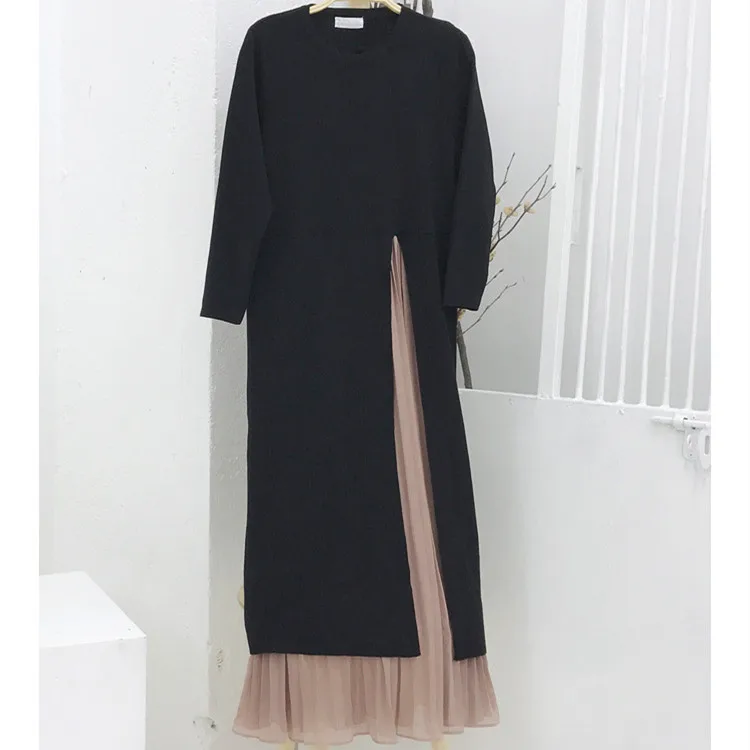 Новинка 2019 женское весенне осеннее винтажное трикотажное платье из двух частей