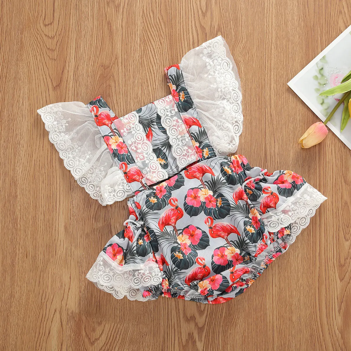 

Newborn Infant Baby Girl Tutu Ruffle Bodysuit Lace Sleeve Floral Jumpsuit One-Piece Outfits Summer Clothes Sunsuit