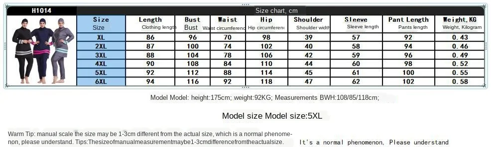 

Full Covered Ladies Muslim Swimsuits Hijab+Long Sleeve+pants 3pcs Islamic Swimwear Plus Size Diving Surfing Swimming Rash Guards