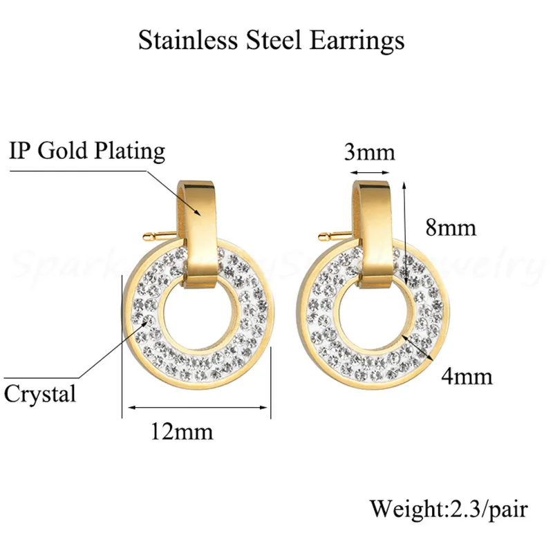 Spark изысканные циркониевые серьги-гвоздики из нержавеющей стали круглые для