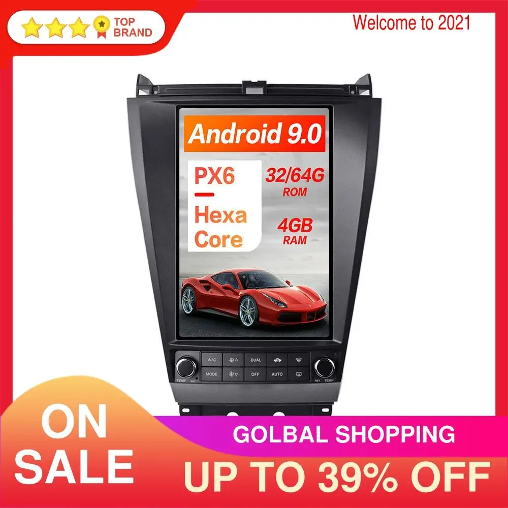 Автомагнитола в стиле Tesla Android 9 0 4 + 64 ГБ GPS навигация для Honda Accord 7 2003 2007
