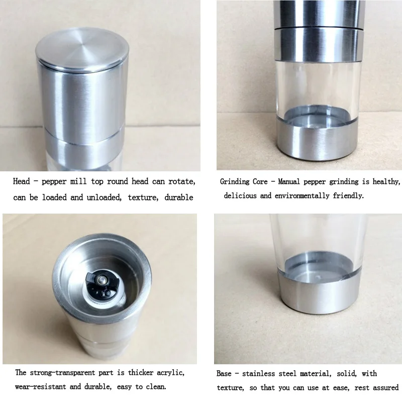 Manual Salt Pepper Mill Grinder Stainless Steel Seasoning Muller Kitchen Tool Accessories Grinding Bottle Spice Sauce | Дом и сад