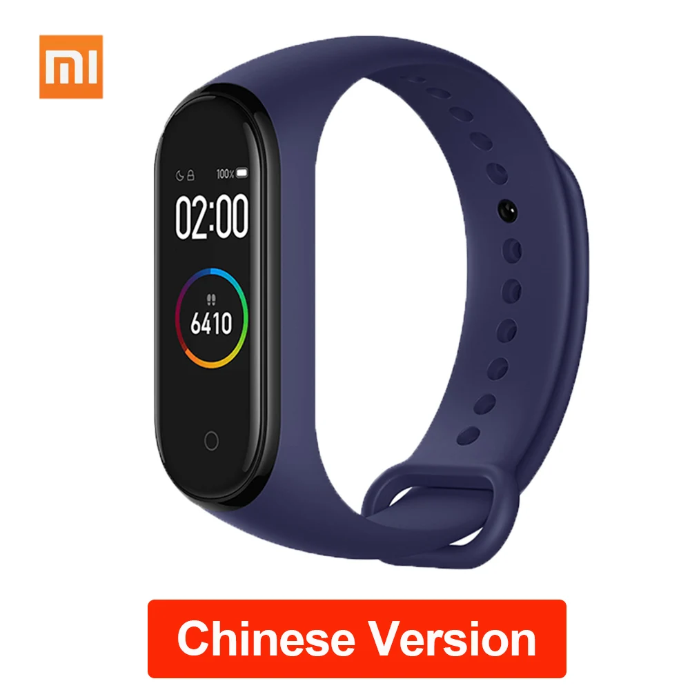 CN Blue Xiaomi mi-браслет 4 музыкальный фитнес-браслет трекер сердечного ритма Смарт-часы 0,9" AMOLED экран Bluetooth 5,0 mi Band 4 - Цвет: CN Blue