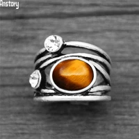 vintage tiger eye crystal rings for women plant natural stone fashion ring