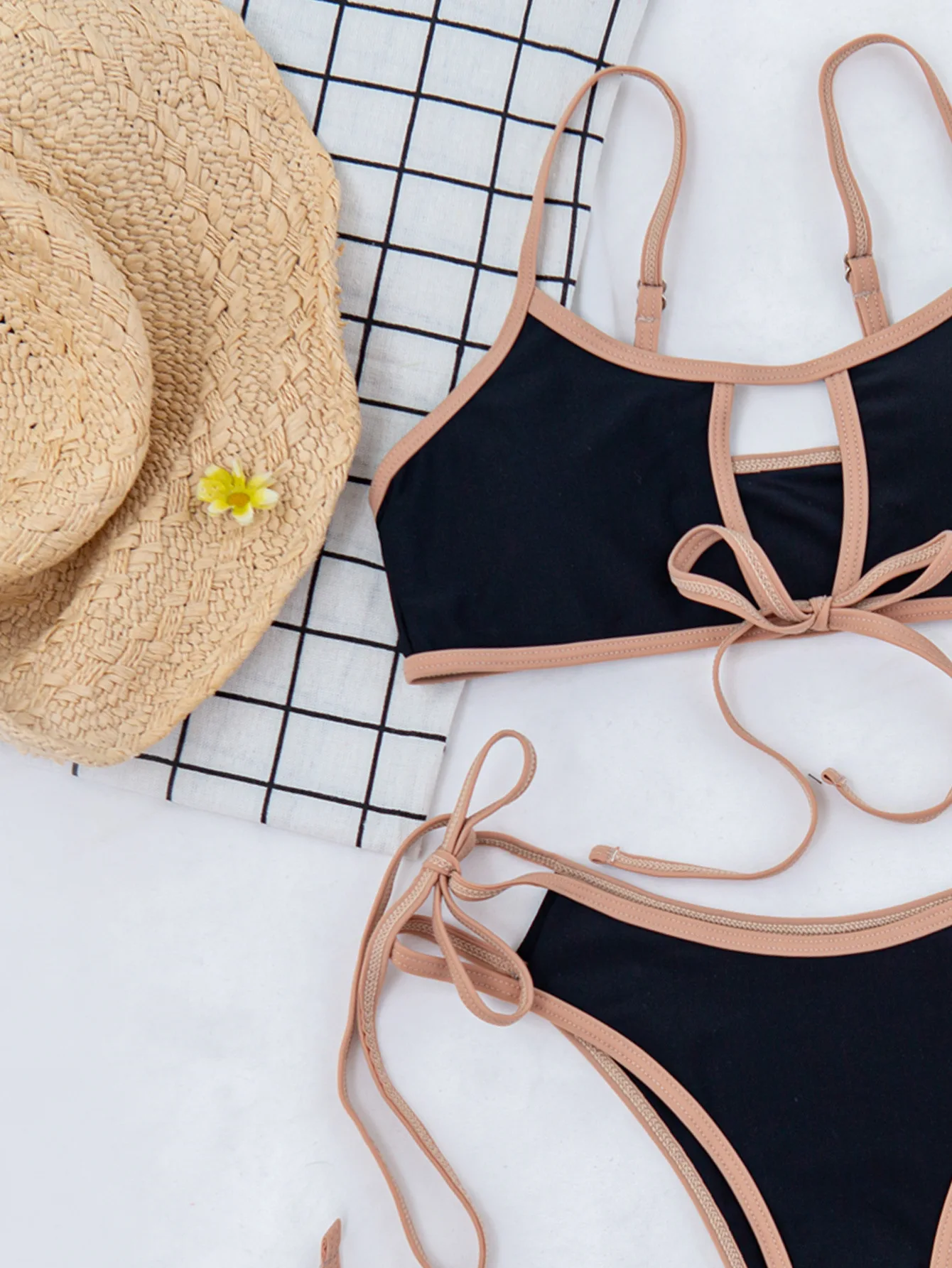 Женский раздельный купальник Anibol сексуальное бикини с вырезами и завязками