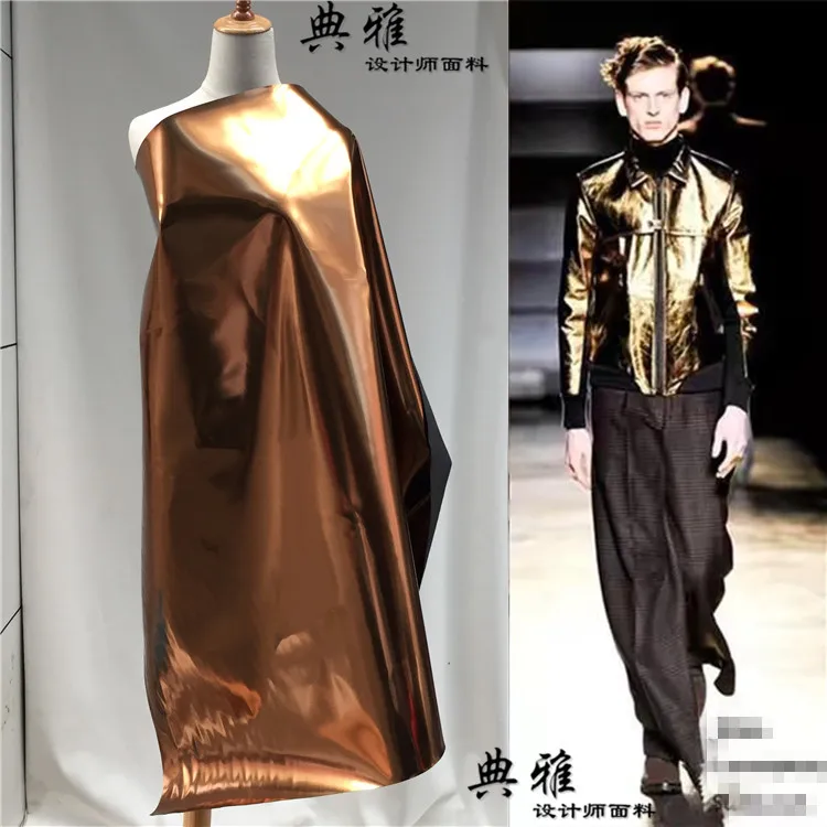 Цвет бронза крошечная эластичная сила Pu Кожевенная одежда яркая зеркальная