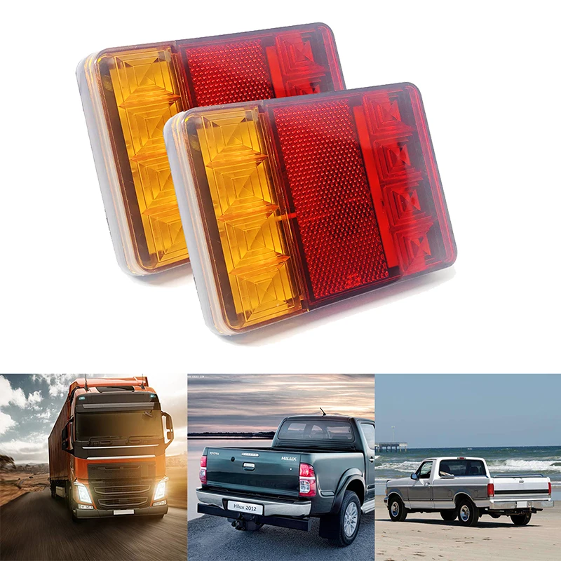 

2023 2Pcs Waterproof 8 Car LED Tail Light Rear Lamps Pair Boat Trailer 12V Rear Parts for Trailer Truck Car Lighting Waterproof