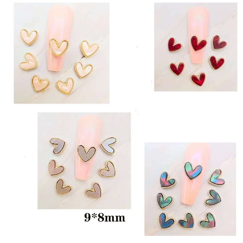 100pc Korean-Mini V-Shaped Heart Nail Charms Valentine DIY 3D Decoration Rhinestone Love Hearts For Nails Tips Metal Accessories enlarge