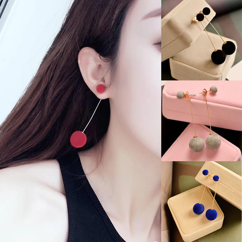 

Plush Ball Drop Dangle Earrings Artificial Faux Fur PomPom Hairball Pom Pom Pendant Earrings Womens Cute Fashion Jewelry Gifts