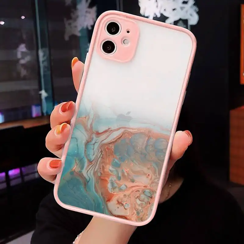 

Marble Gradient art print Phone Case Matte Transparent for iPhone 7 8 11 12 s mini pro X XS XR MAX Plus cover funda