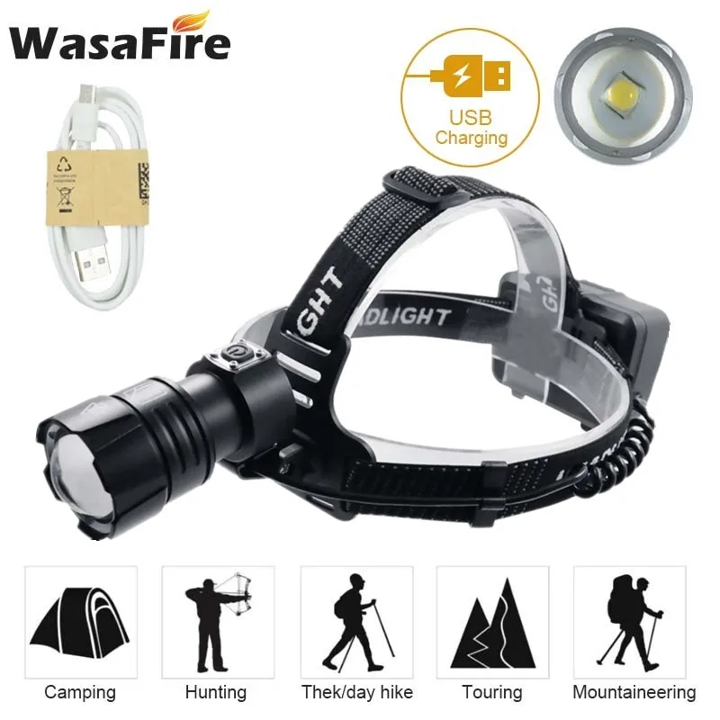 

Zoomable XHP70.2 Headlight 7000 Lumens USB Rechargeable Headlamp White Yellow Light LED Head Torch Lamp 18650 Frontal Flashlight