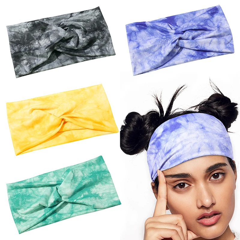

Vintage Cross Headband Women Fashion Sports Fitness Yoga Hairband Wide Elastic Hair Band Tie Dye Twist Turban Hair Accessories