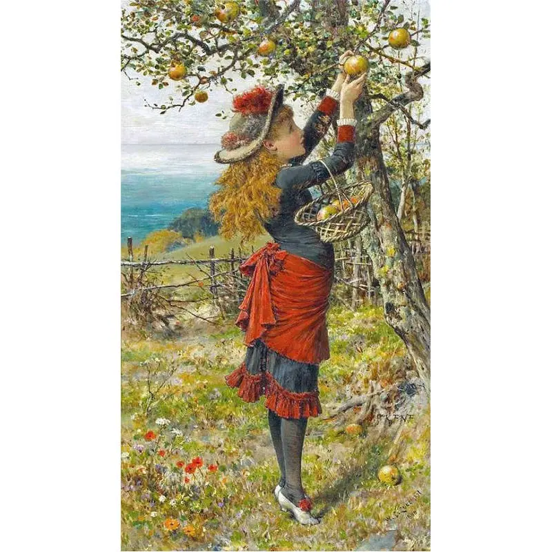 

DIY Diamond Painting Cross Stitch Orchard Woman Needlework Home Decor Full square Rhinestone Mosaic 5D round Diamond Embroidery