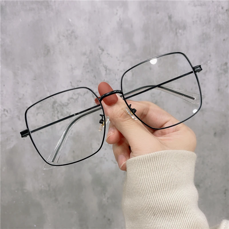 

K3103 Ready Stock Wide Pink Metal Big Square Prescription Eyewear Eye Glasses Eyeglass Optical Frame