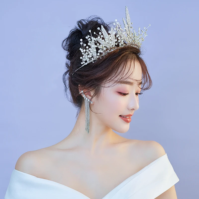 

Himstory Handmade Crystal Rhinestones Tiaras Crowns Wedding Headband Headpiece Bridal Hair Piece Prom Pageant Accessories
