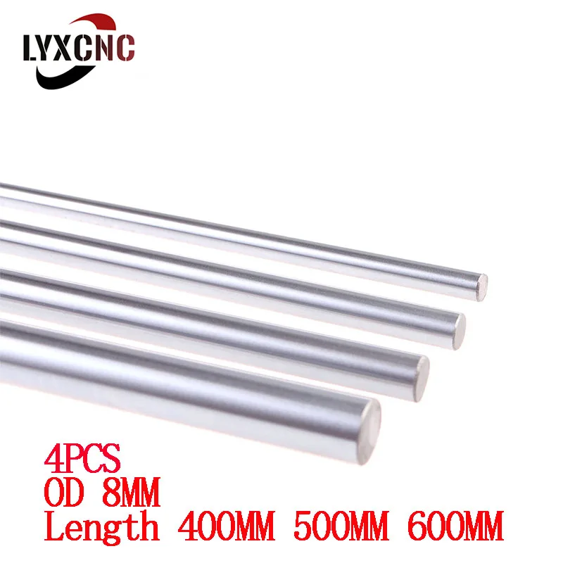 

2/4Pcs OD 8mm L 400mm 500mm 600mm Optical Axis Smooth Rods Linear Shaft Rail Chrome Plated Guide Slide Part For 3D Printer CNC