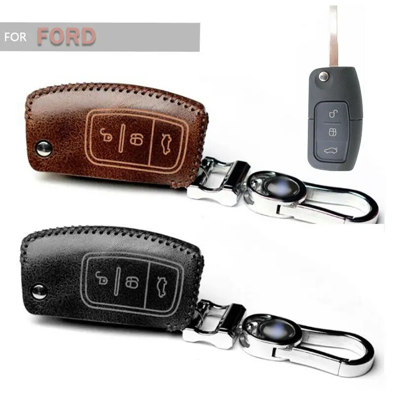 1 шт. 3 кнопки винтажный Чехол-брелок из воловьей кожи для автомобиля