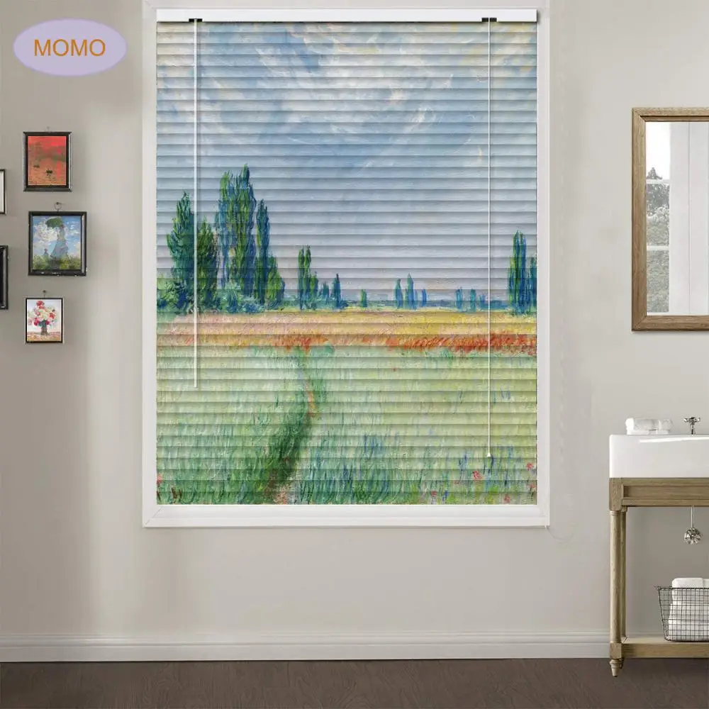 Алюминиевые жалюзи MOMO с узором зебры пшеничные поля Клод Моне Премиум 2 5 см