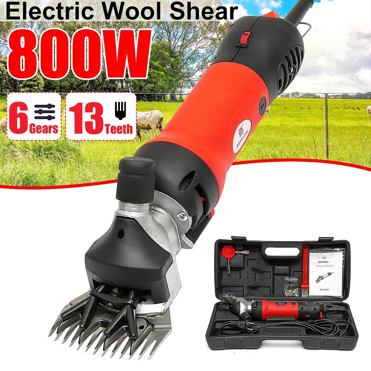 800W 220V 240V 6 Шестерни Скорость электрические овцы Козы ножницы для резки листового