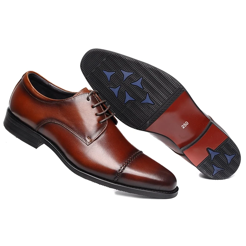 Мужские туфли-оксфорды из натуральной кожи с острым носком на шнуровке | Обувь