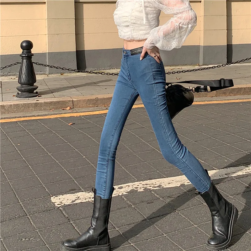 

Новинка 2020, модные дизайнерские женские универсальные повседневные эластичные джинсы с высокой талией Real Shot