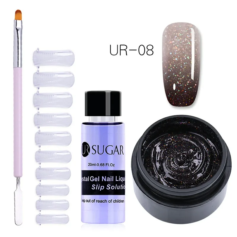 4Pcs set 8 UR SUGAR 15 мл голографический Блестящий Быстрый строительный поли набор для маникюра гель-лаком тепловой поли гель продлевающий половой акт лак кончик ногтей строительный УФ-гель - Цвет: 4Pcs set 8