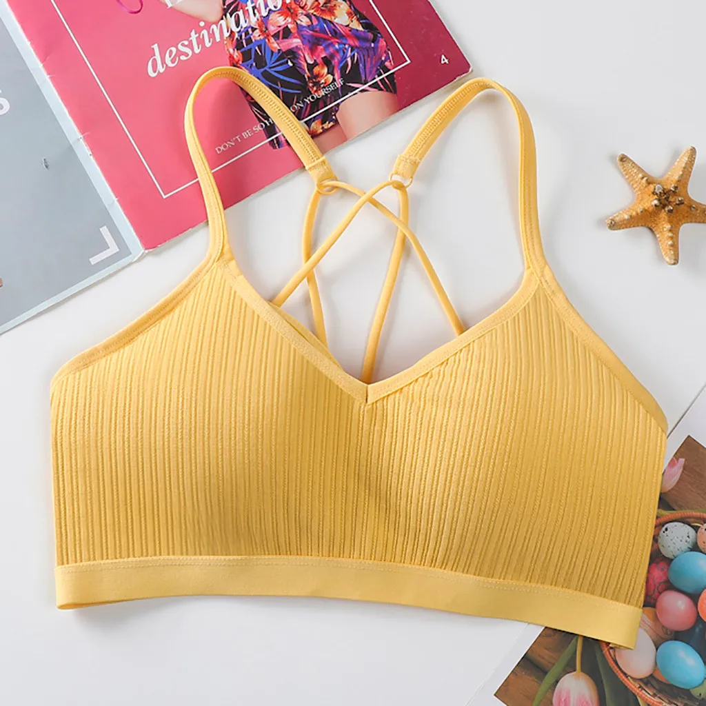 Летний Женский Повседневный бюстгальтер без косточек однотонный мягкий жилет