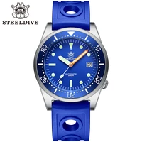 steeldive mechanical wristwatch for men shark diver watch men automatic 20bar waterproof black dial nh35a movement steel dive
